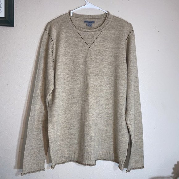 Martin Gordon Extra Fine Merino wool pullover Beige Patch Size Large Crew Neck - Picture 1 of 4